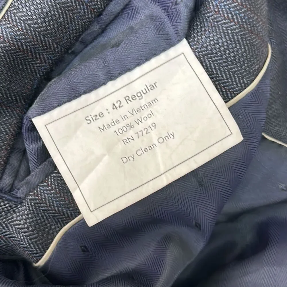 Joseph Feiss, Men’s blazer gray/blue lined elegant size 42 regular 100% wool